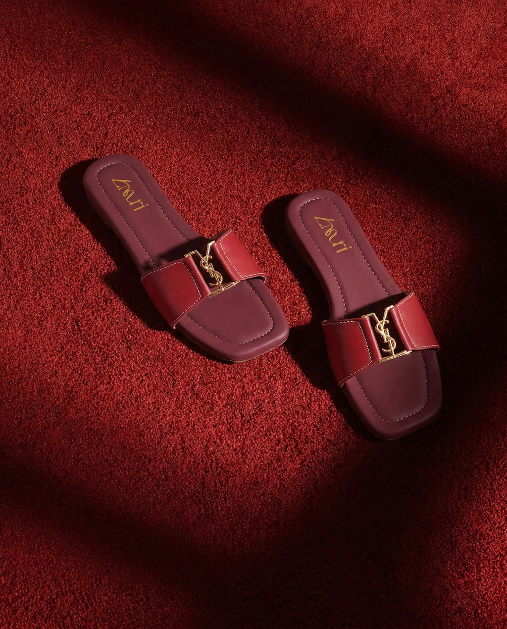 ZMRI Maroon Gold Accent Flat Slide