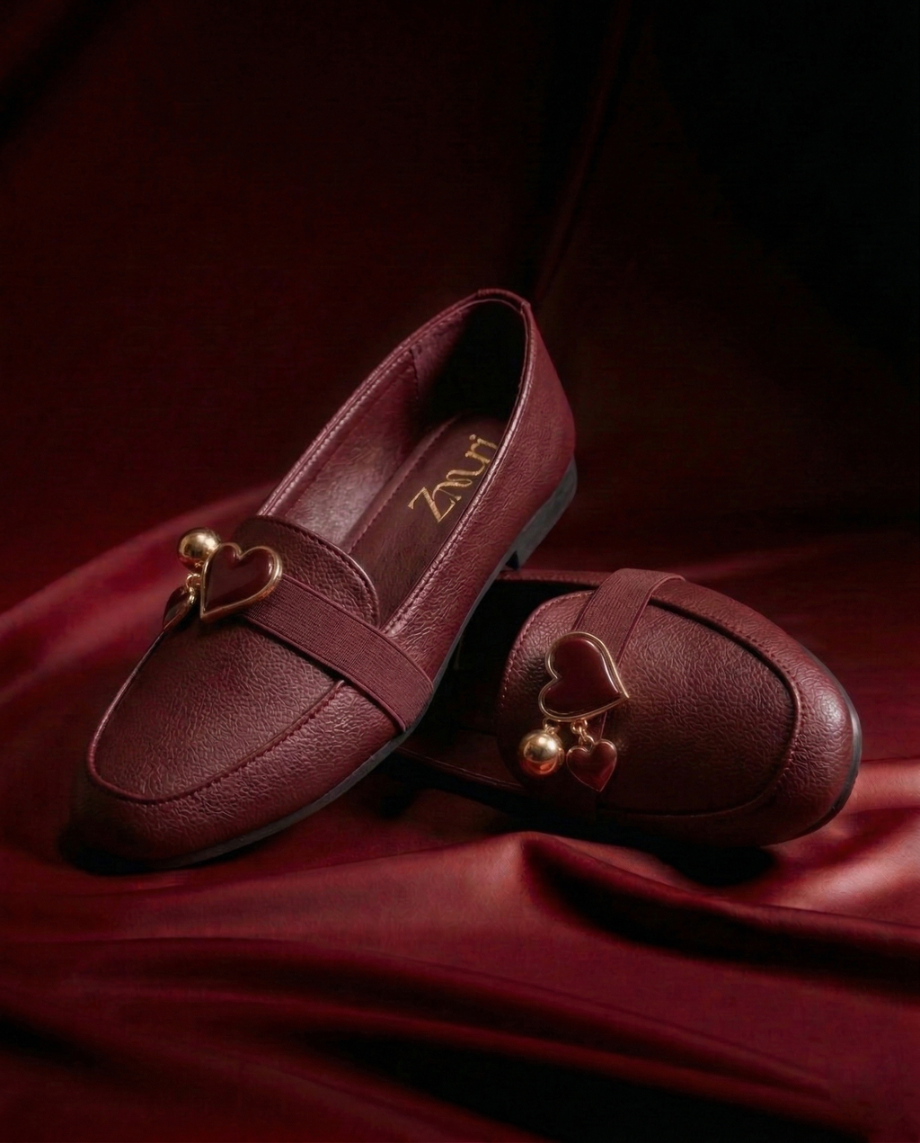 Black Amora Heart Charm Loafers
